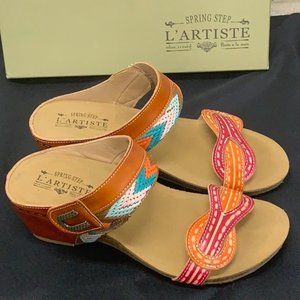 L'Artiste by Spring Step Leather Wedge Sandal 8.5
